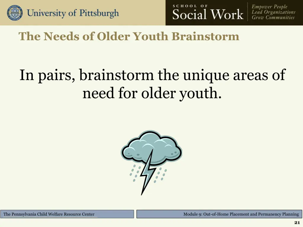 the needs of older youth brainstorm