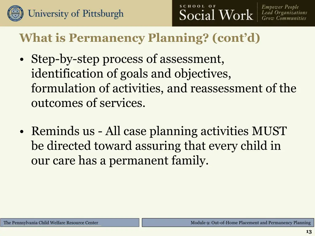 what is permanency planning cont d