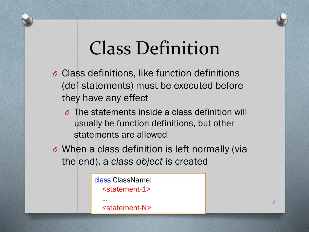 class definition