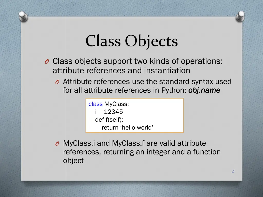 class objects