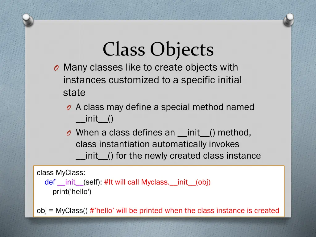 class objects o many classes like to create