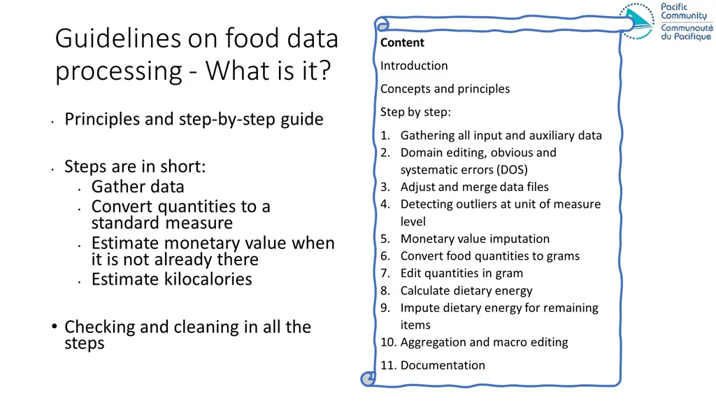 guidelines on food data processing what is it