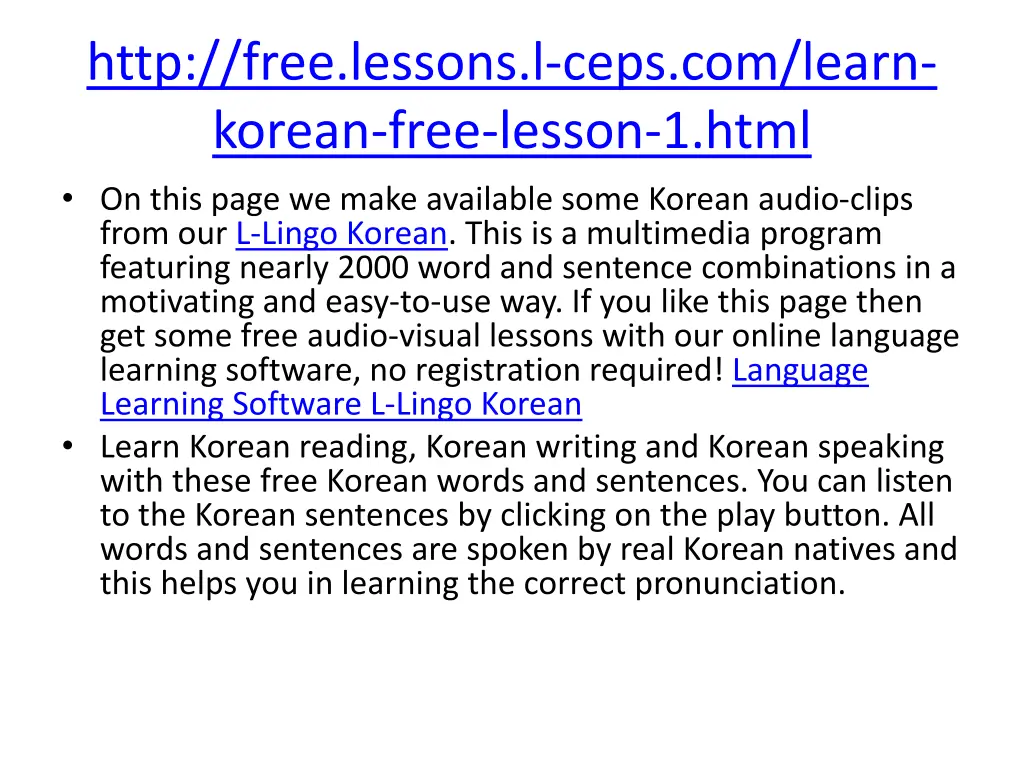 http free lessons l ceps com learn korean free