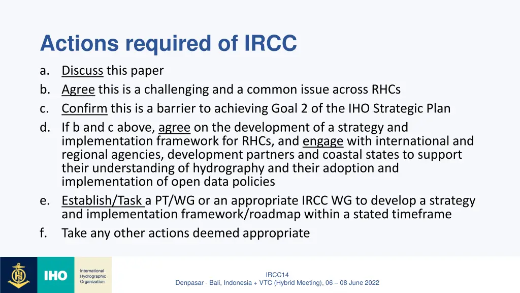 actions required of ircc