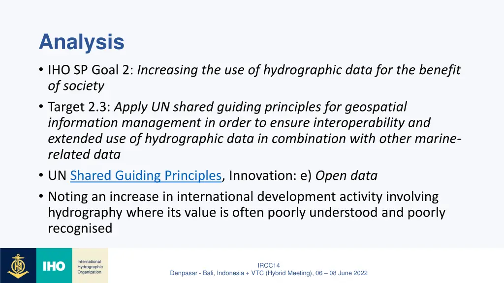 analysis iho sp goal 2 increasing