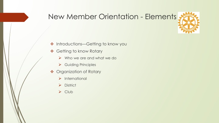 new member orientation elements