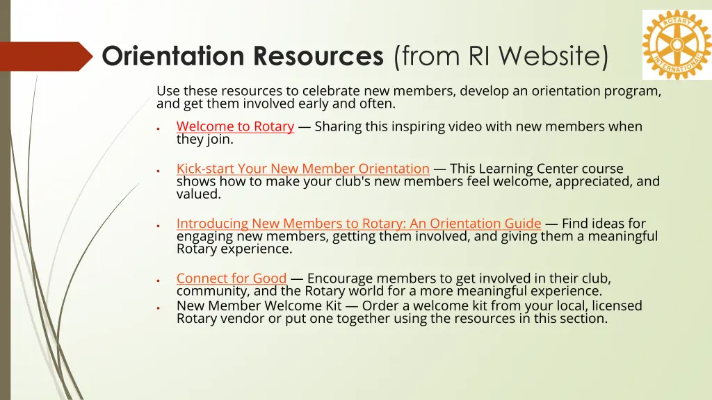 orientation resources from ri website