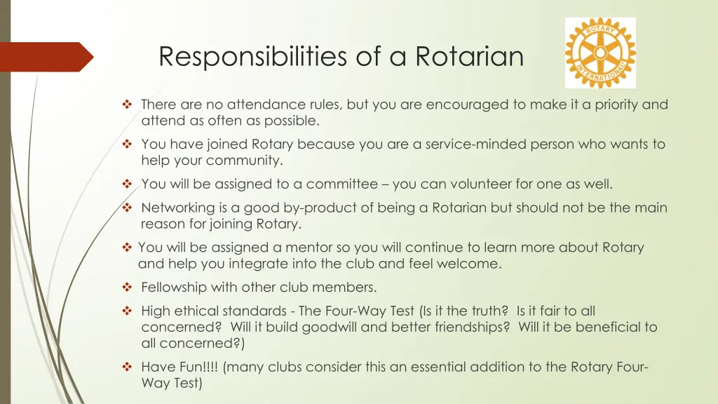 responsibilities of a rotarian