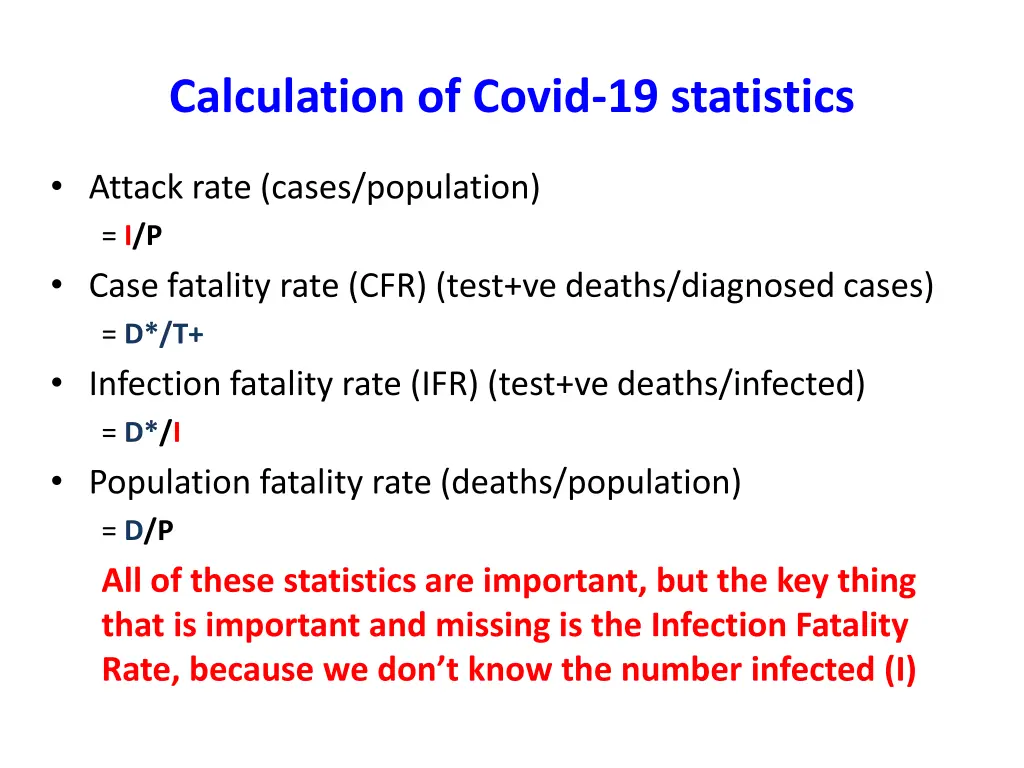 calculation of covid 19 statistics 1