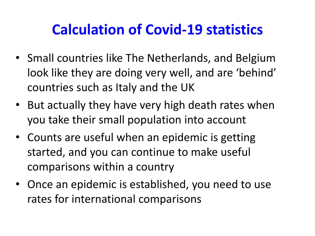 calculation of covid 19 statistics