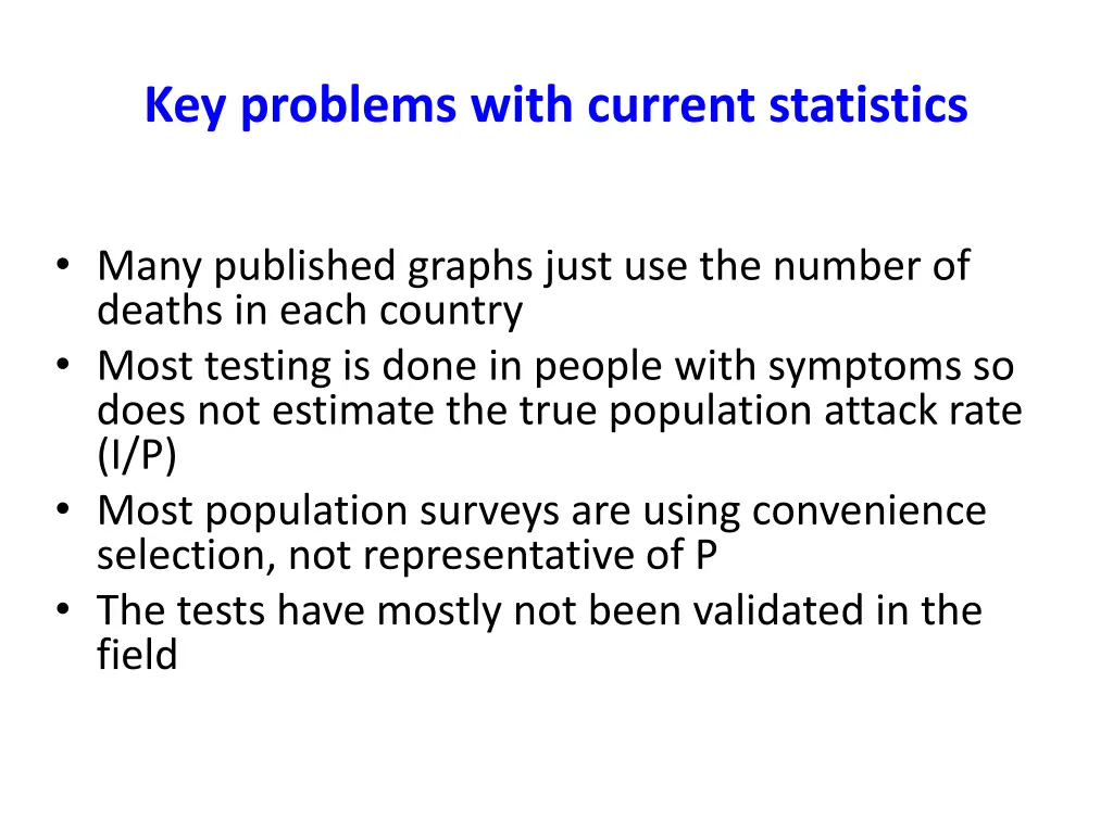 key problems with current statistics