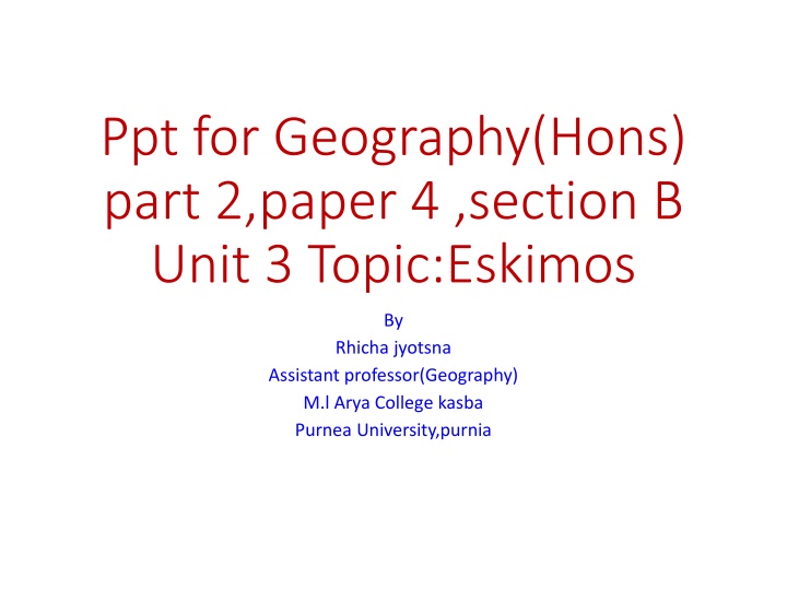 ppt for geography hons part 2 paper 4 section