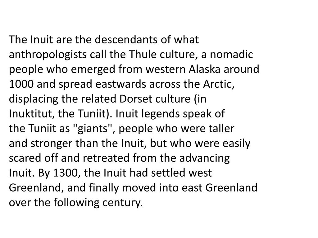 the inuit are the descendants of what