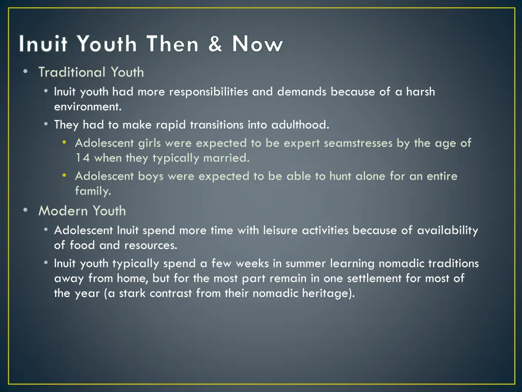 inuit youth then now traditional youth inuit