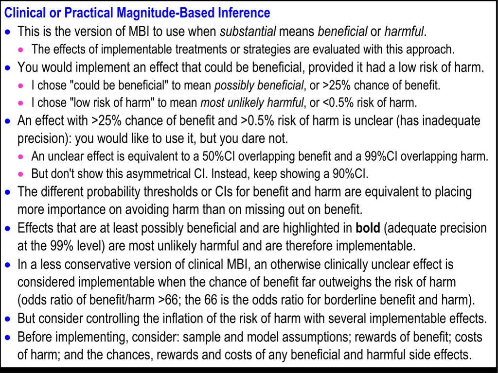 clinical or practical magnitude based inference