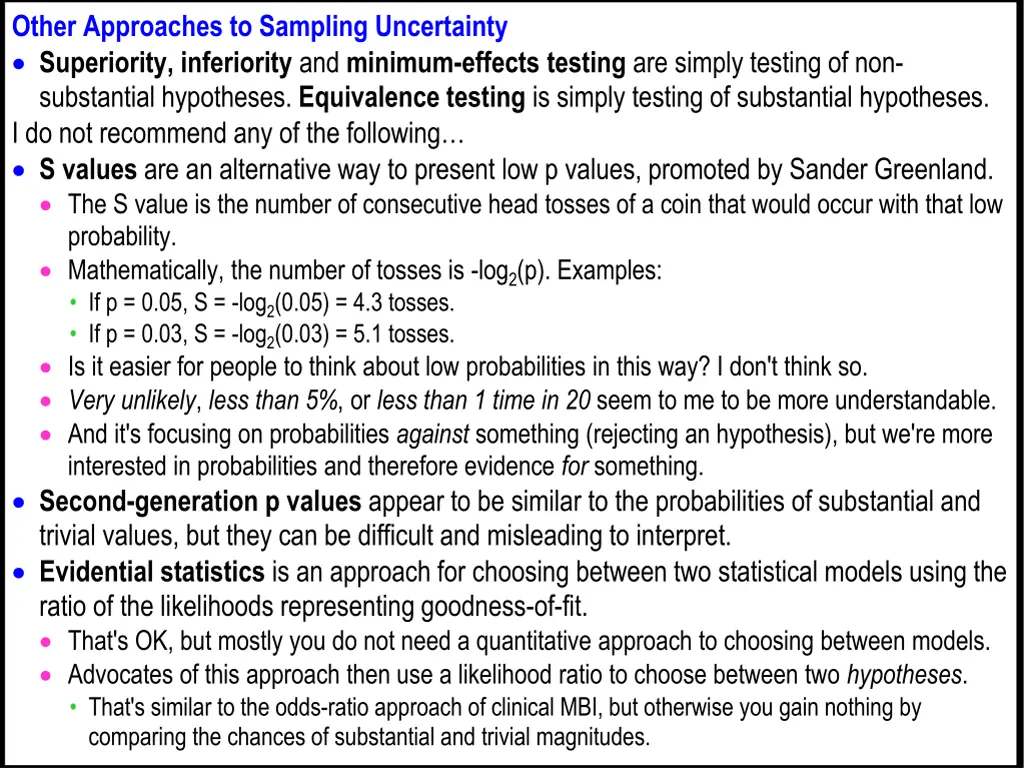 other approaches to sampling uncertainty