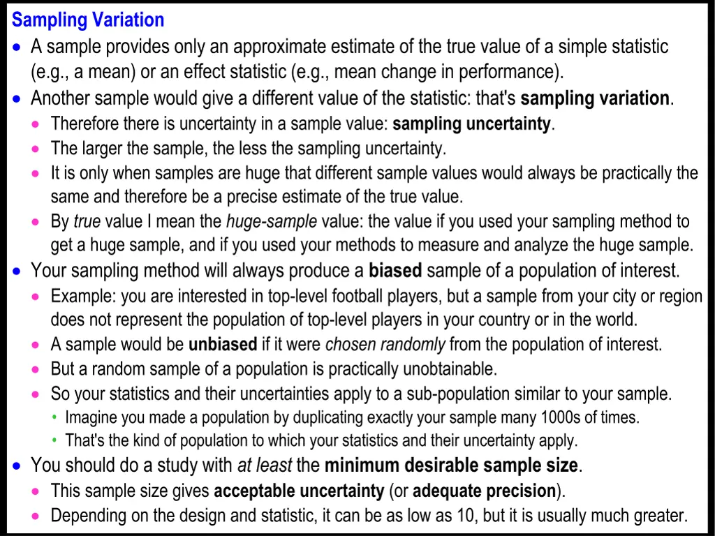 sampling variation a sample provides only