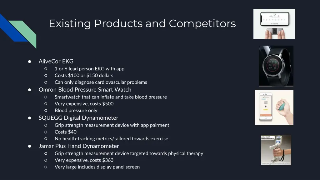 existing products and competitors