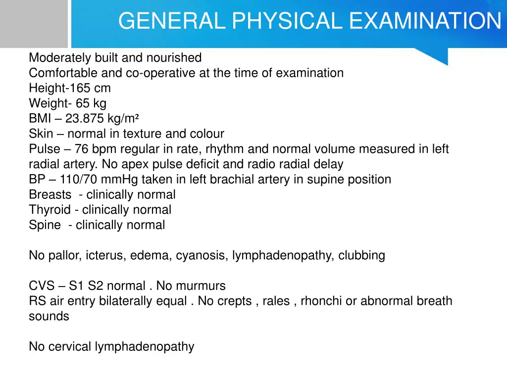 general physical examination