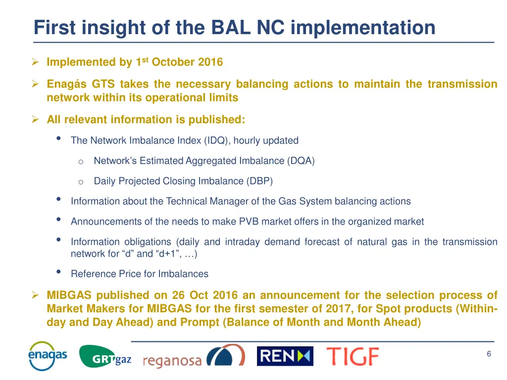 first insight of the bal nc implementation