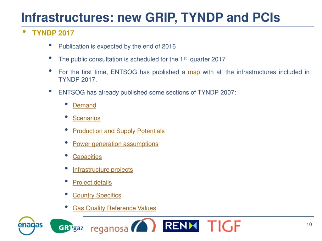 infrastructures new grip tyndp and pcis 1