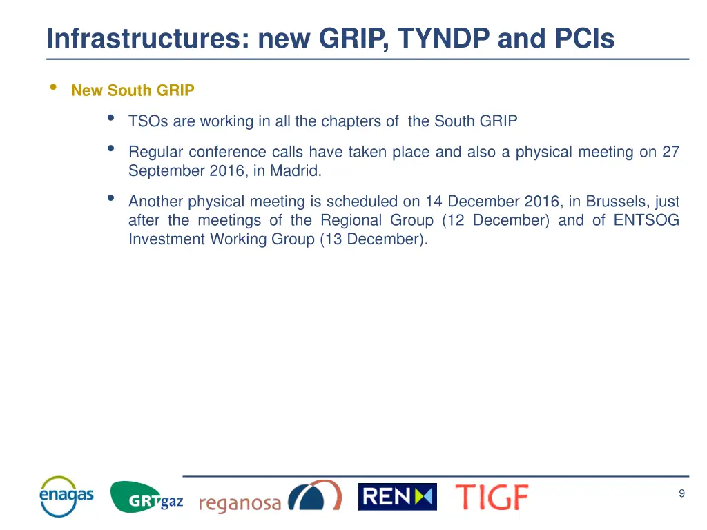 infrastructures new grip tyndp and pcis