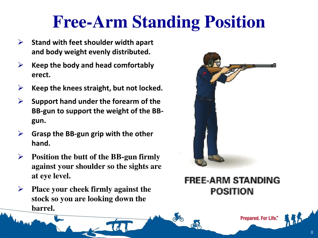 free arm standing position