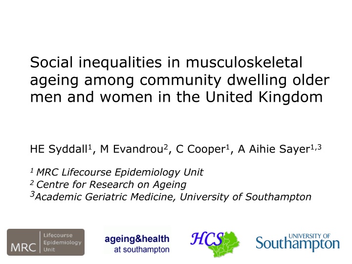 social inequalities in musculoskeletal ageing