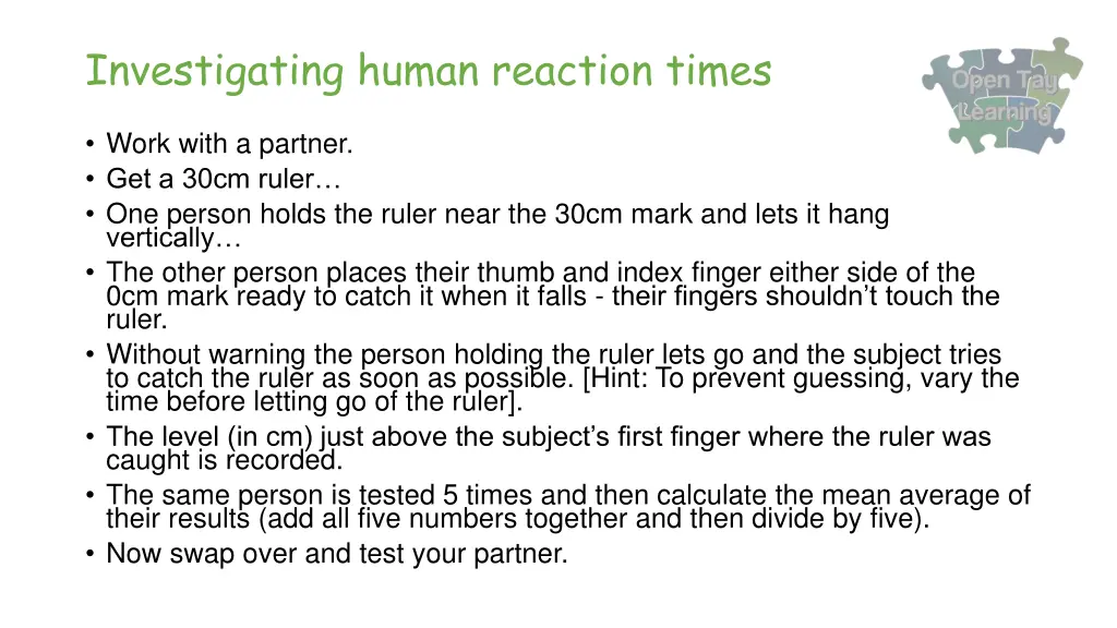 investigating human reaction times