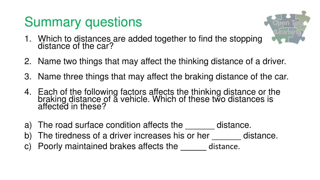 summary questions 1 which to distances are added