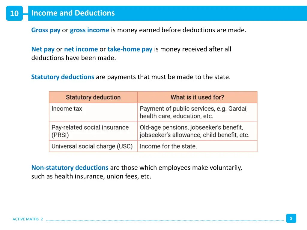 income and deductions