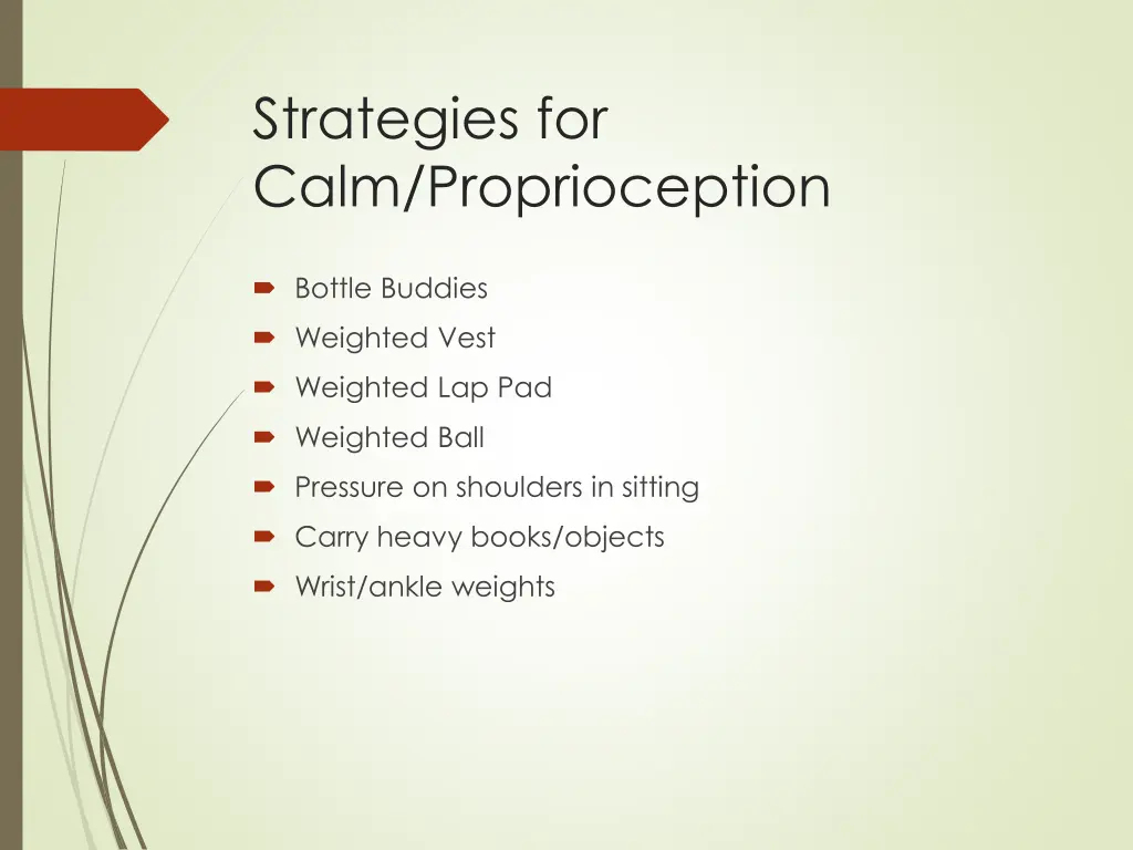 strategies for calm proprioception