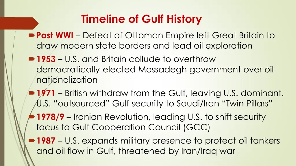 timeline of gulf history