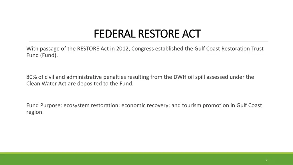 federal restore act federal restore act