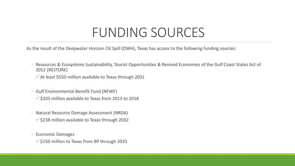 funding sources