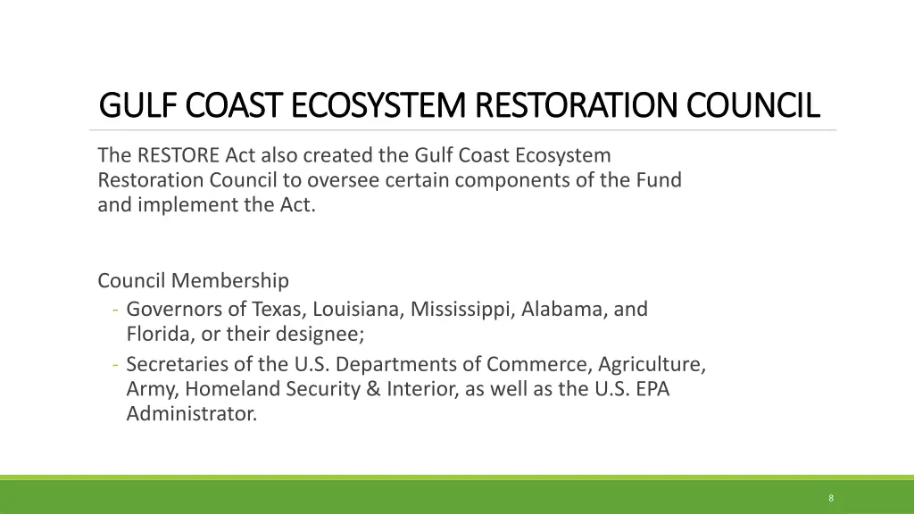 gulf coast ecosystem restoration council gulf