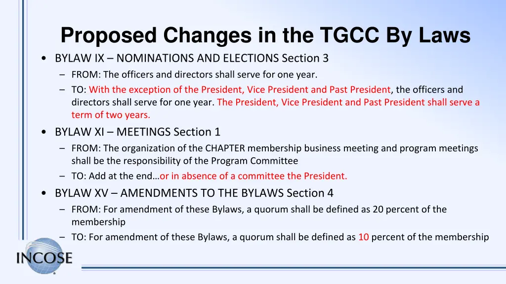 proposed changes in the tgcc by laws