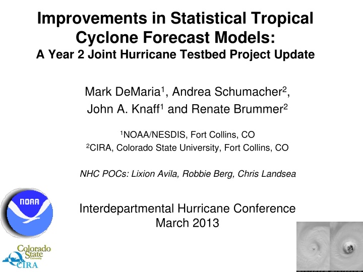 improvements in statistical tropical cyclone