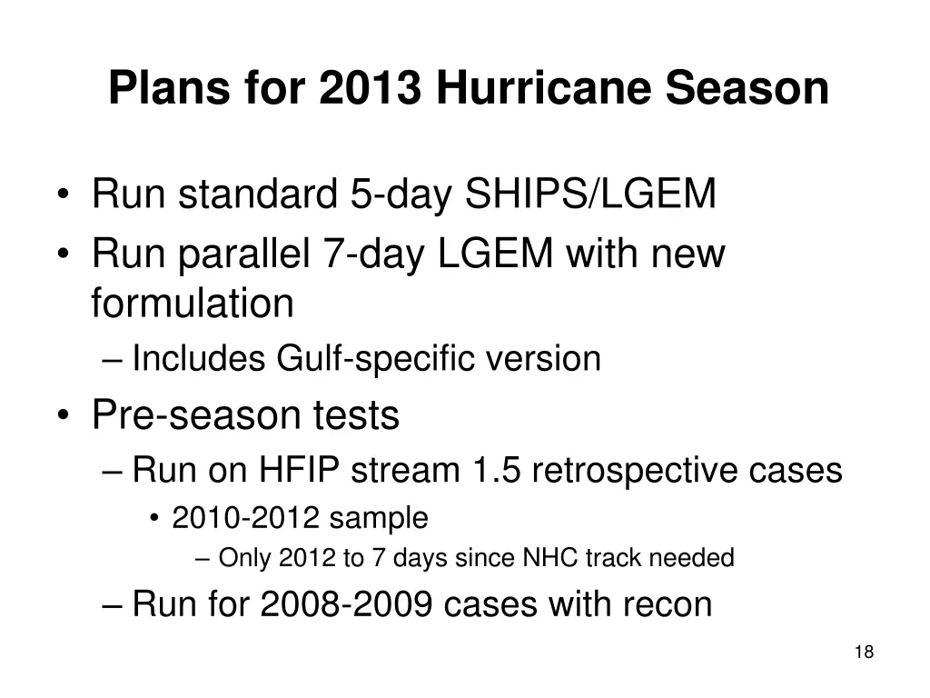 plans for 2013 hurricane season