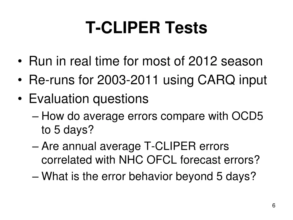 t cliper tests