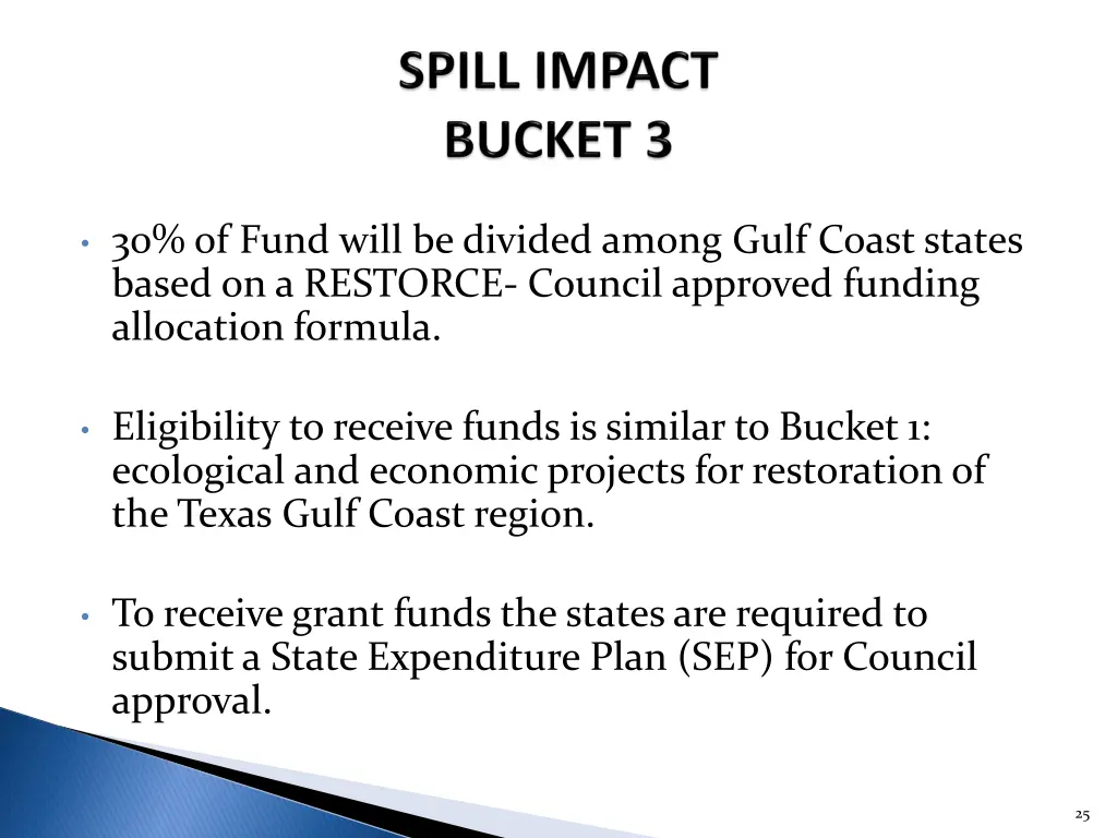 30 of fund will be divided among gulf coast