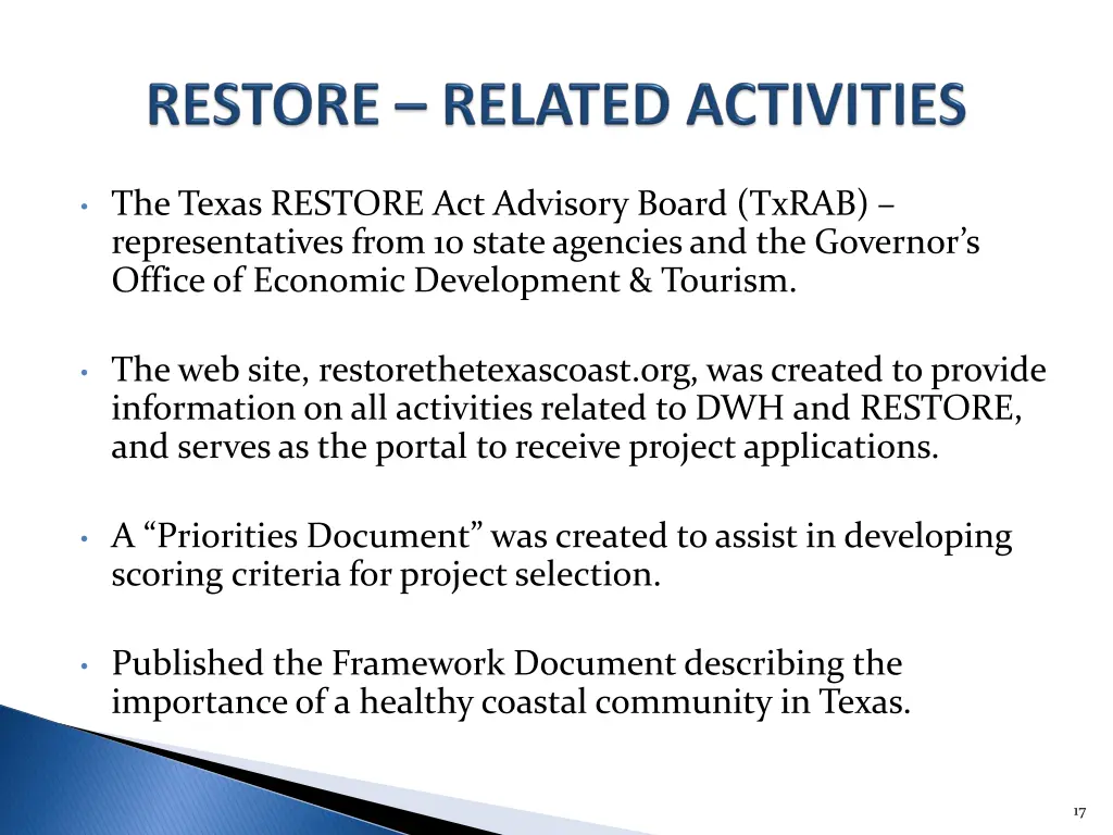 the texas restore act advisory board txrab