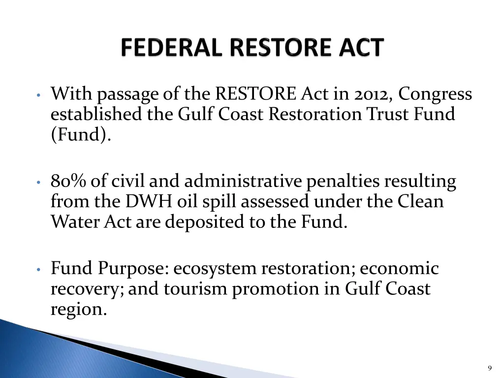 with passage of the restore act in 2012 congress