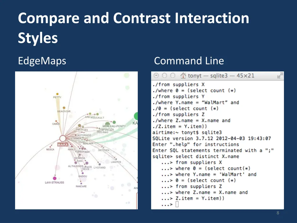 compare and contrast interaction styles