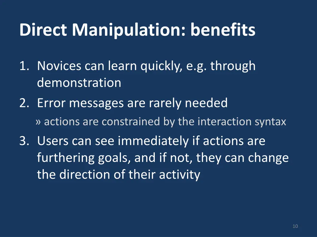 direct manipulation benefits