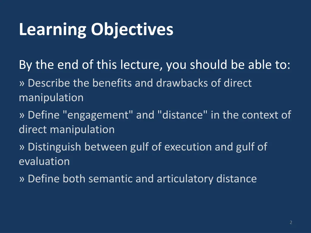 learning objectives