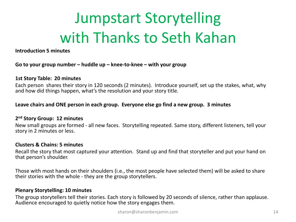 jumpstart storytelling with thanks to seth kahan