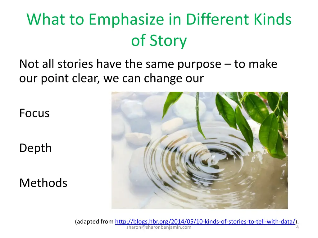 what to emphasize in different kinds of story