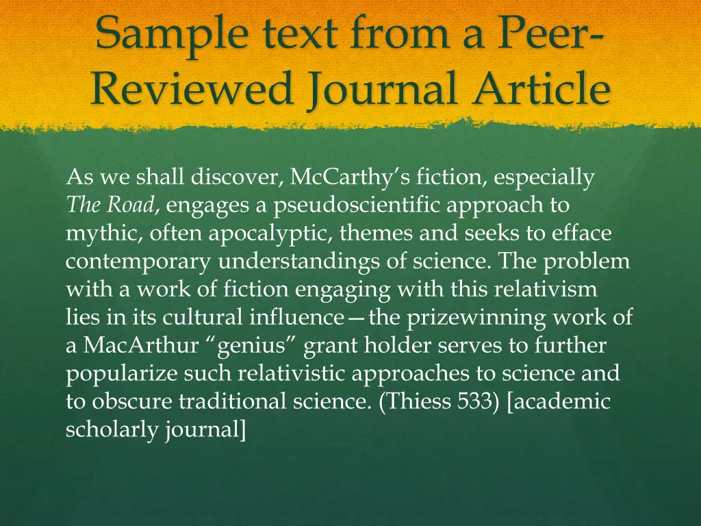 sample text from a peer reviewed journal article