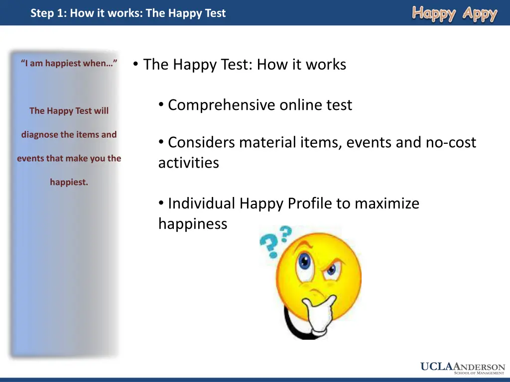 step 1 how it works the happy test